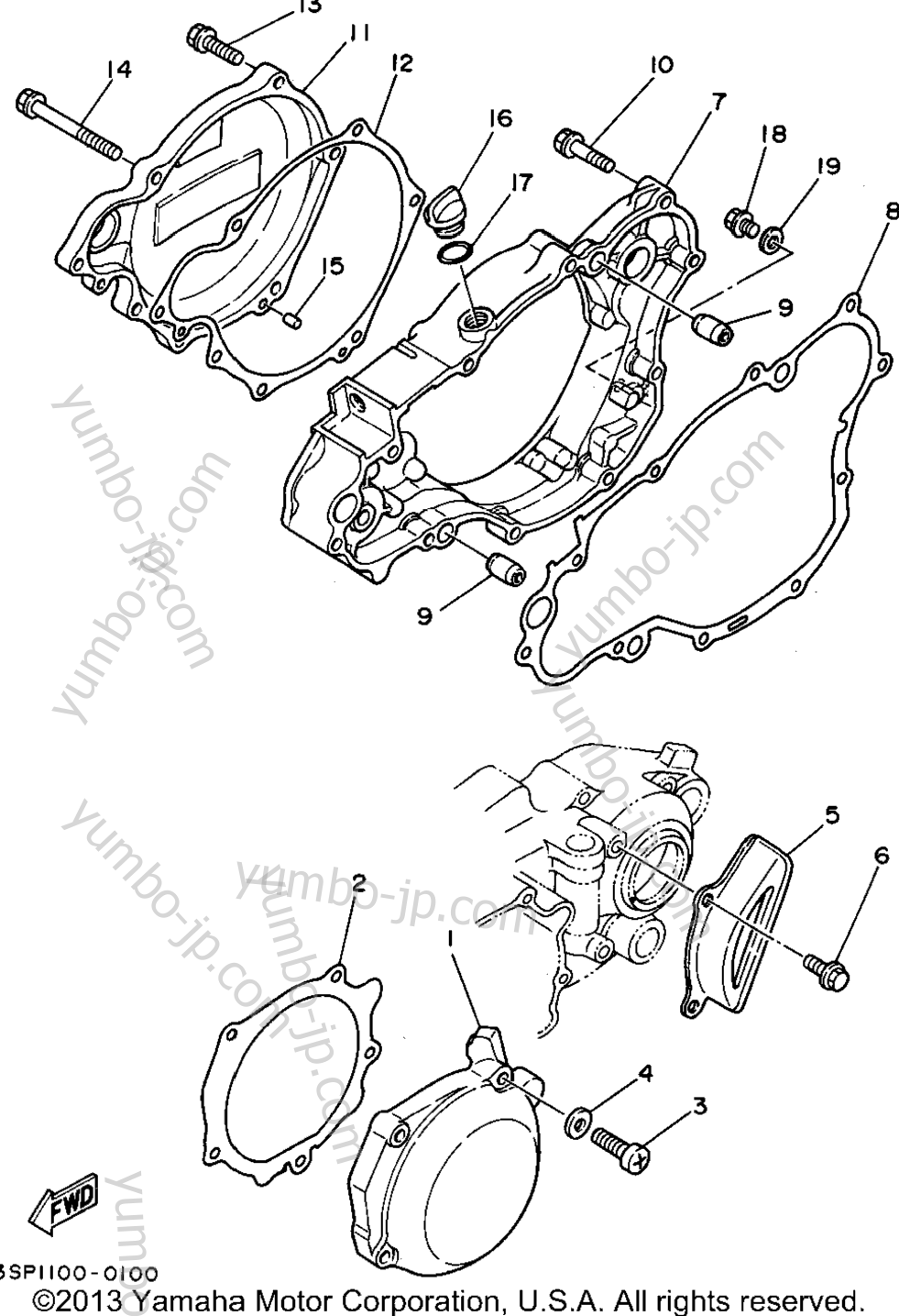 Crankcase Cover 1 for motorcycles YAMAHA WR250ZG 1995 year