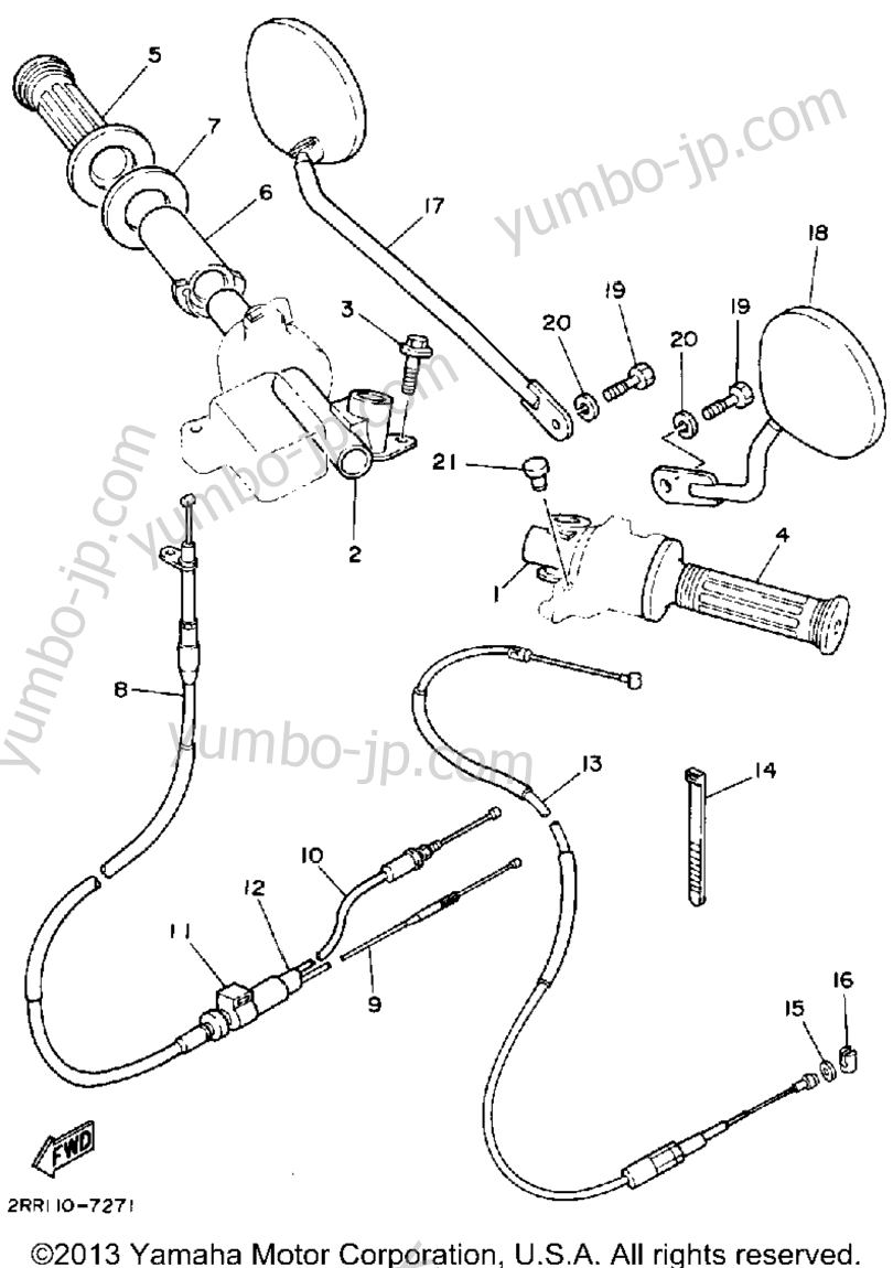 Handlebar-Cable for motorcycles YAMAHA YSR50A 1990 year