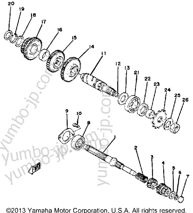 Transmission Lb50pg - Ph - Pj for motorcycles YAMAHA LB50PH 1981 year