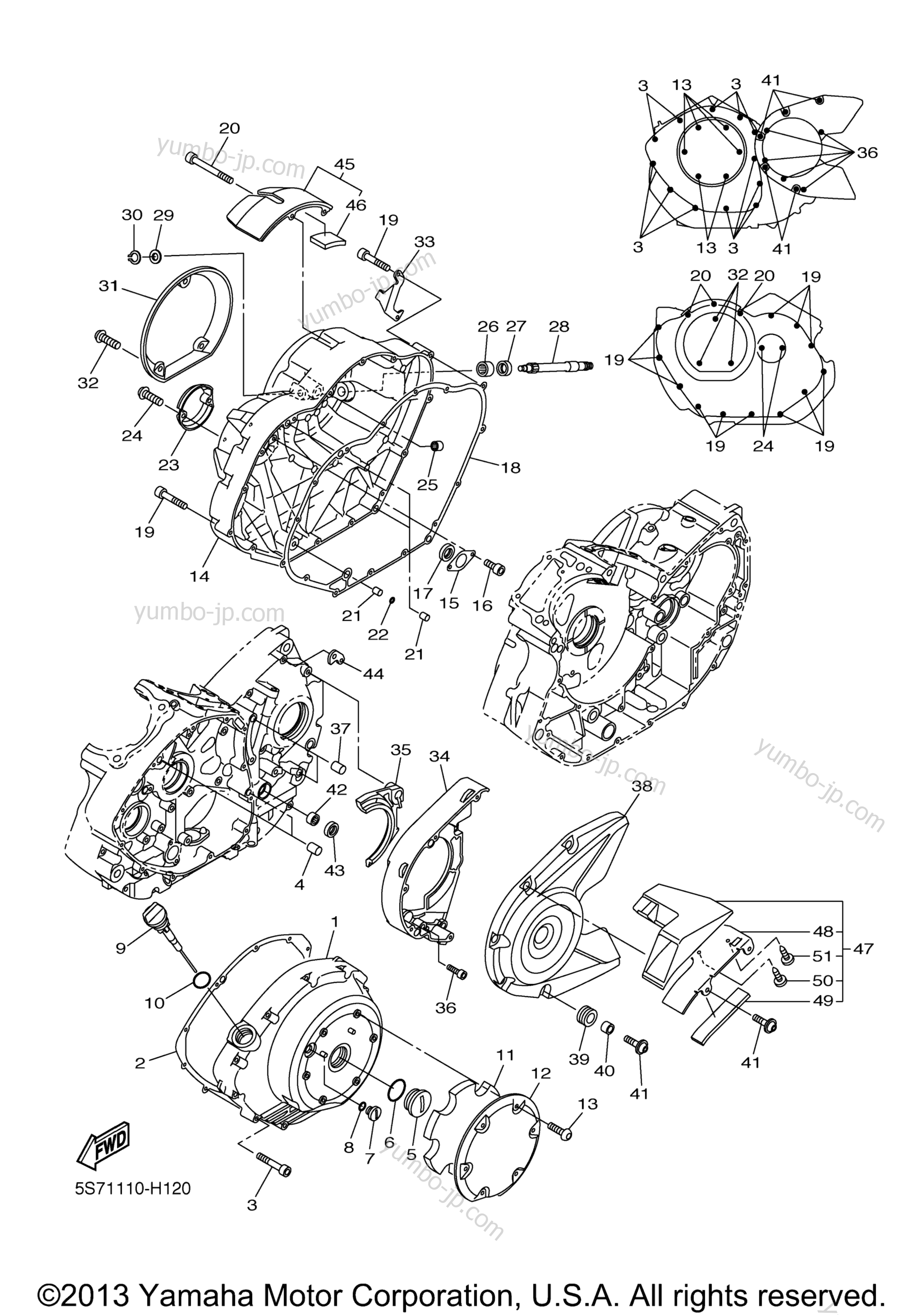 Crankcase Cover 1 for motorcycles YAMAHA V STAR 950 TOURER (XVS95CTDCB) CA 2013 year