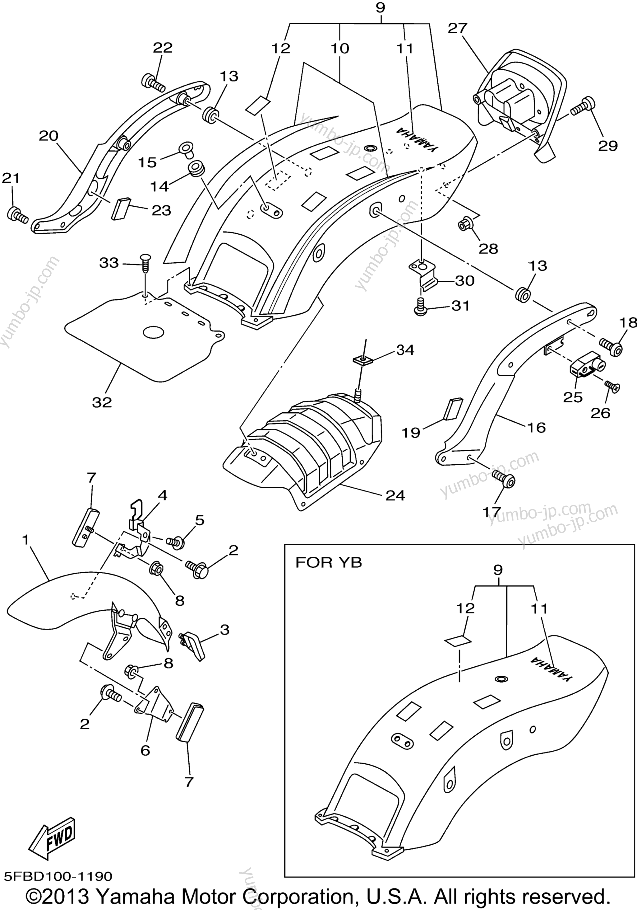 FENDER for motorcycles YAMAHA V-STAR CUSTOM (XVS650NC) CA 2001 year