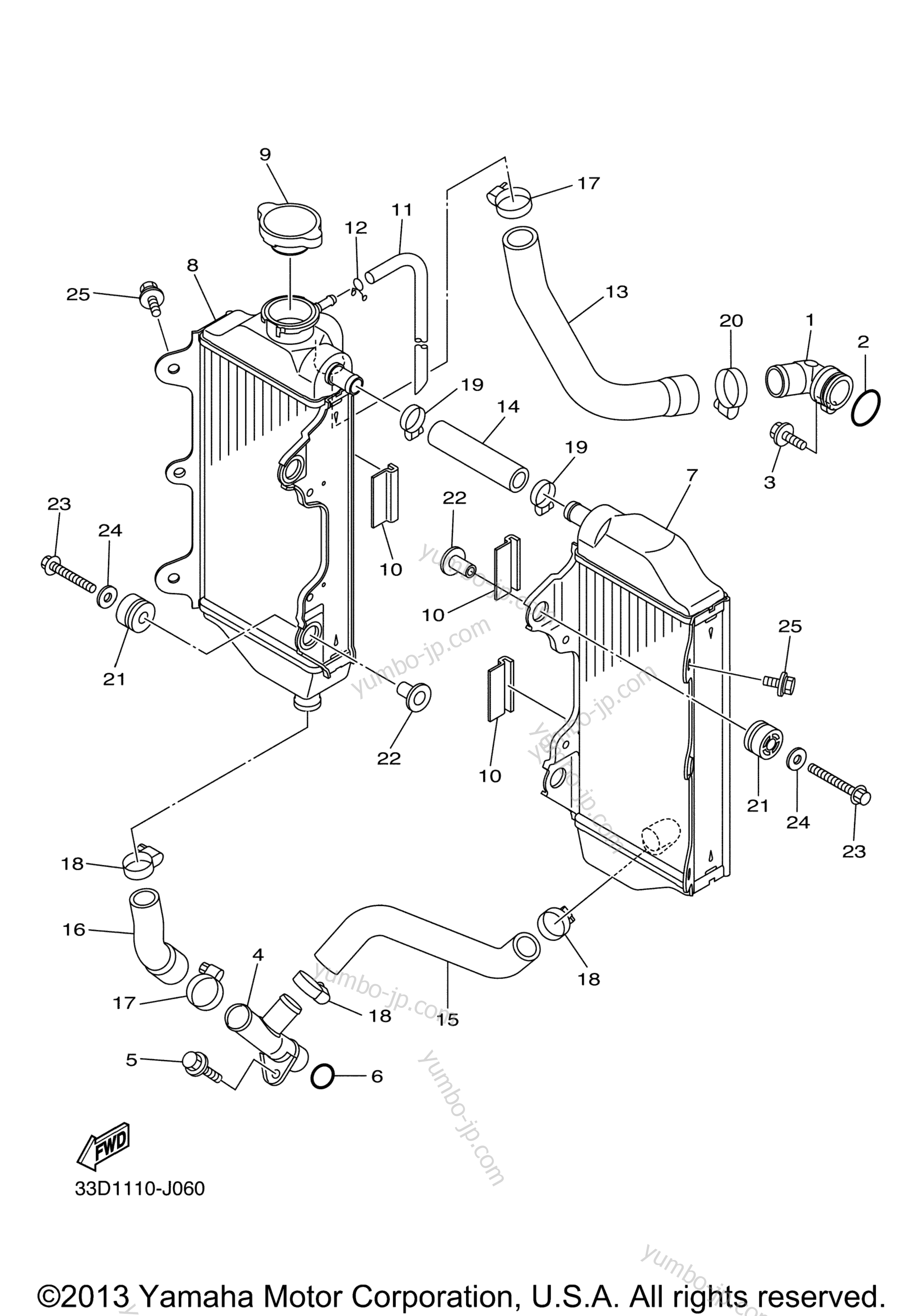 RADIATOR HOSE для мотоциклов YAMAHA YZ450F (YZ450FDL) 2013 г.