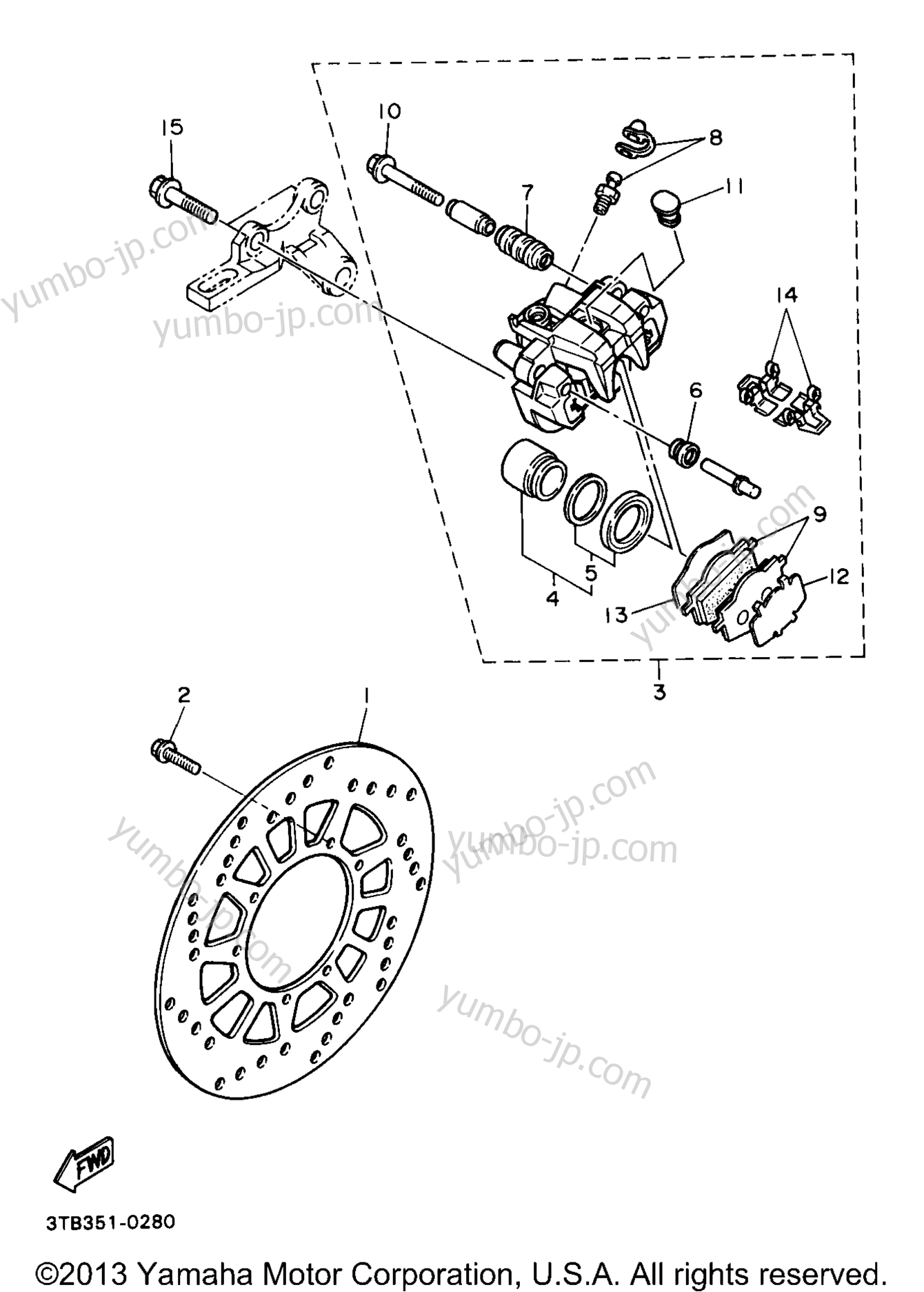 REAR BRAKE CALIPER для мотоциклов YAMAHA XT600EBC CA 1991 г.