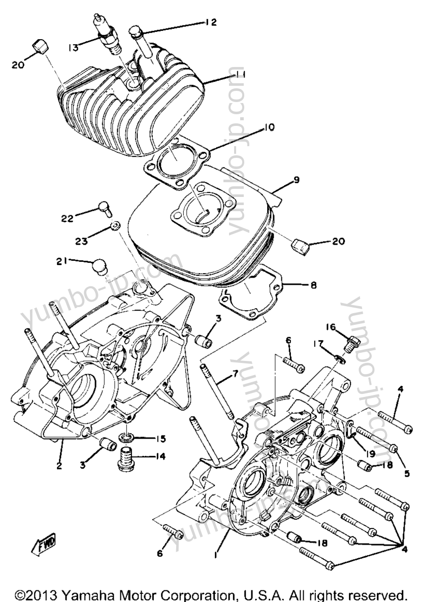 Cylinder Crankcase Yz80d для мотоциклов YAMAHA YZ80D 1977 г.