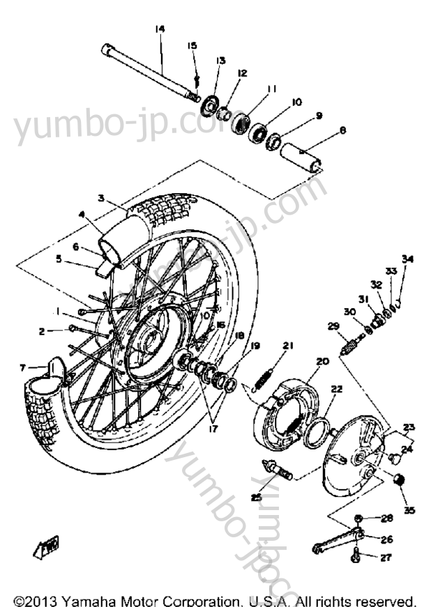 FRONT WHEEL for motorcycles YAMAHA DT125F 1979 year
