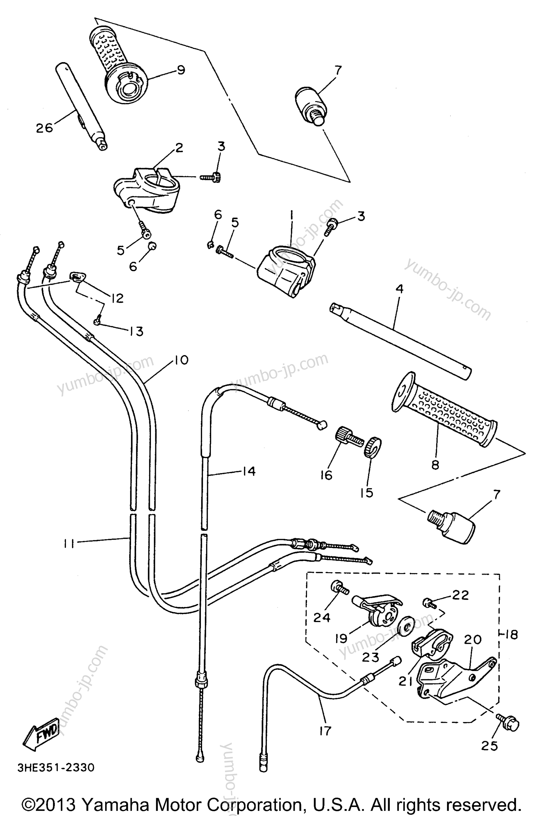 Steering Handle Cable for motorcycles YAMAHA FZR600RHC CA 1996 year