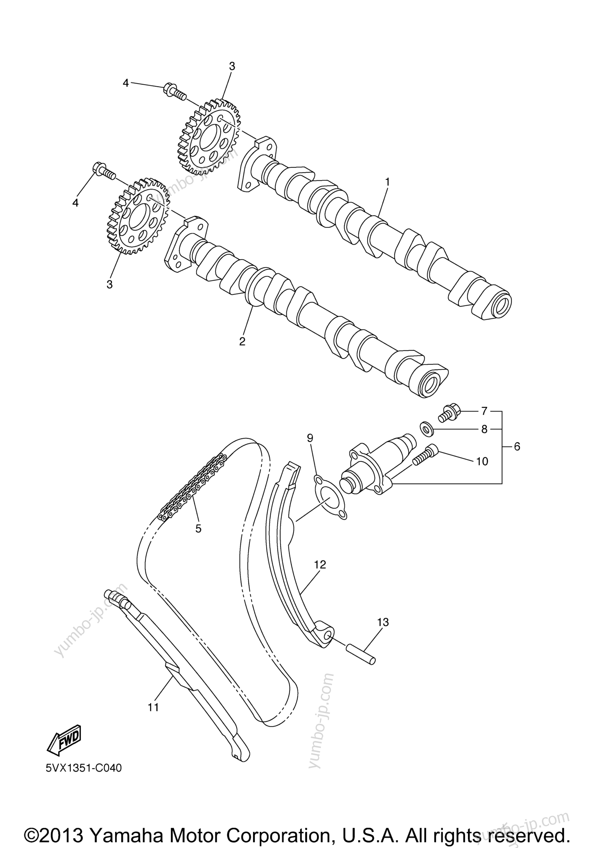 Camshaft Chain for motorcycles YAMAHA FZ6 (FZS6XCB) CA 2008 year