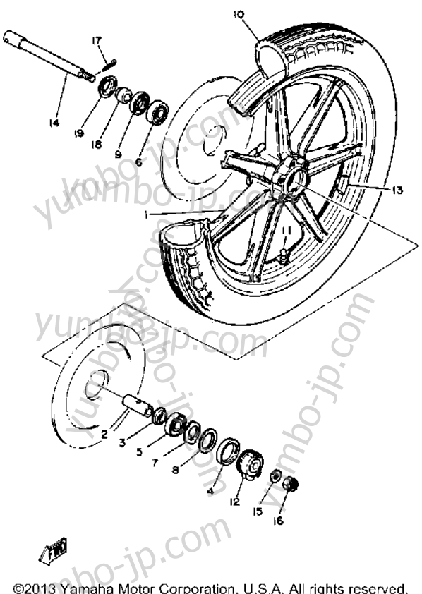 FRONT WHEEL for motorcycles YAMAHA XS1100SG 1980 year