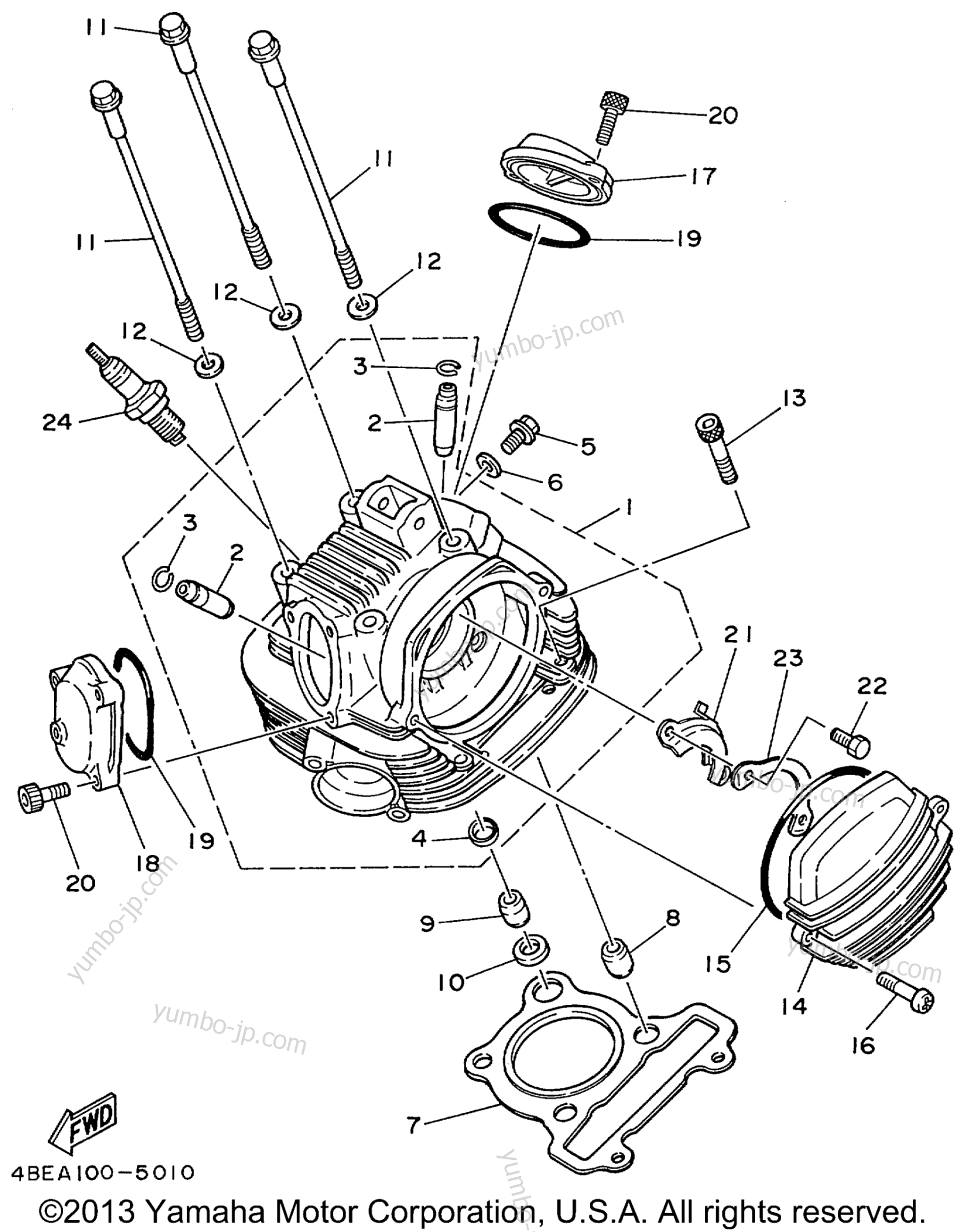 Головка блока цилиндров для мотоциклов YAMAHA TTR225 (TTR225LC) CA 1999 г.