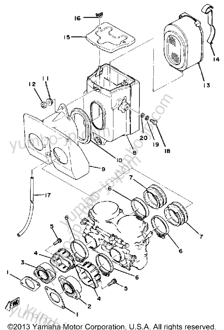 Intake for motorcycles YAMAHA XS500D 1977 year