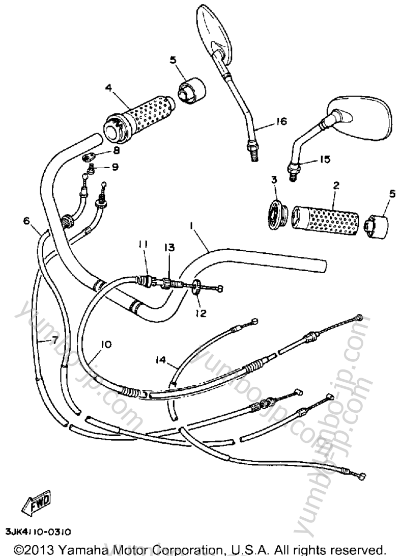 Handlebar Cable для мотоциклов YAMAHA VIRAGO 750 (XV750AC) CA 1990 г.