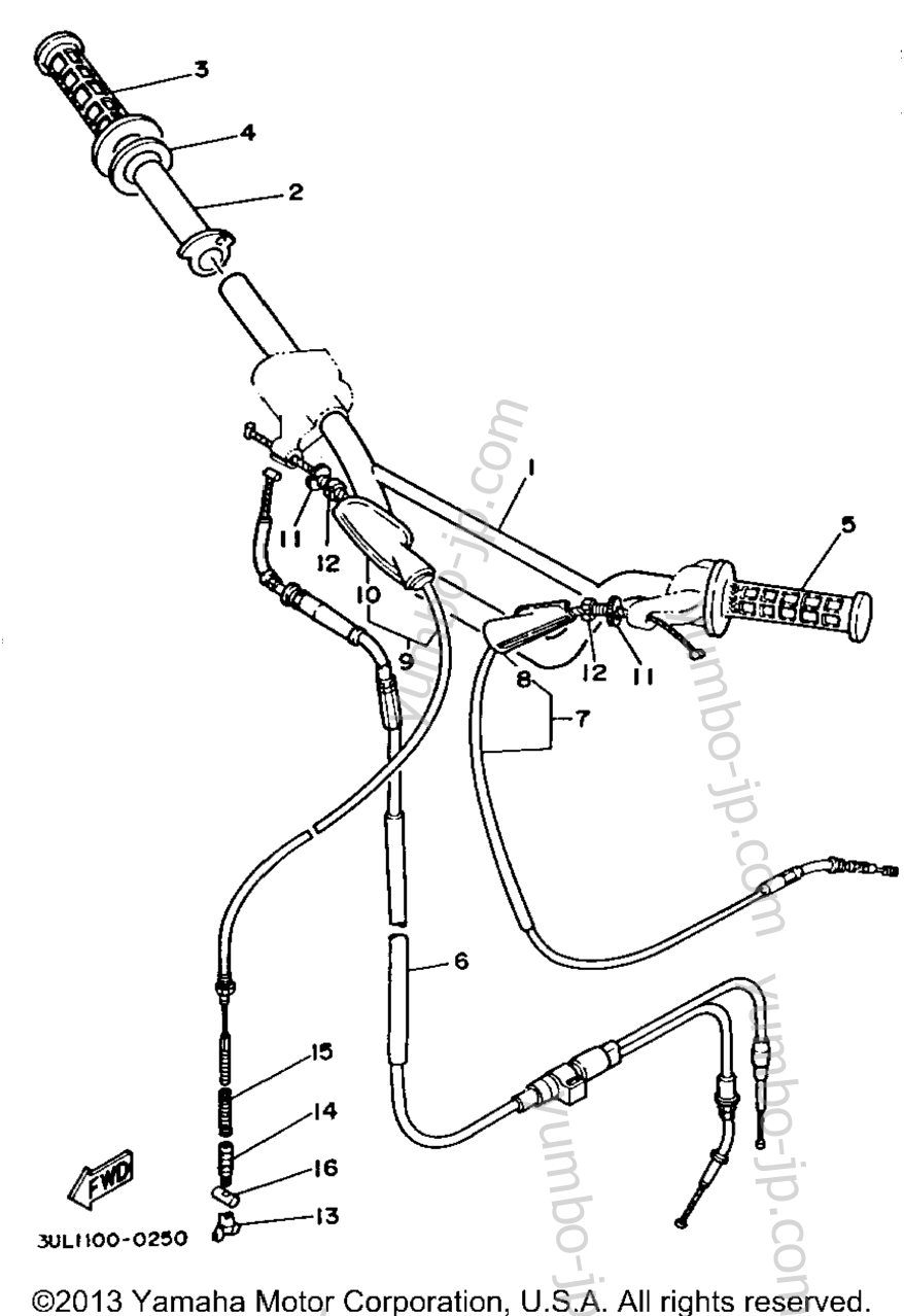 Handlebar - Cable for motorcycles YAMAHA RT100F 1994 year
