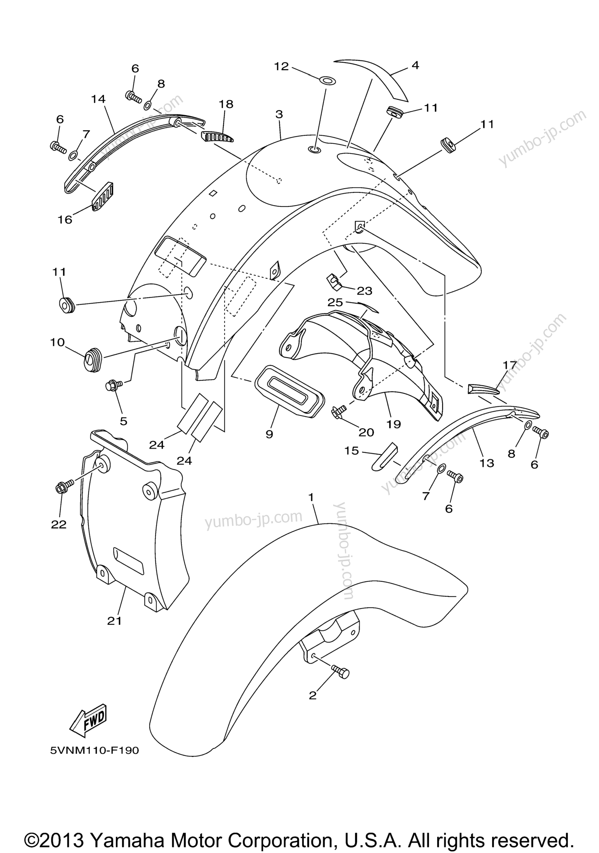 FENDER for motorcycles YAMAHA ROAD STAR (XV17AWXCL) CA 2008 year