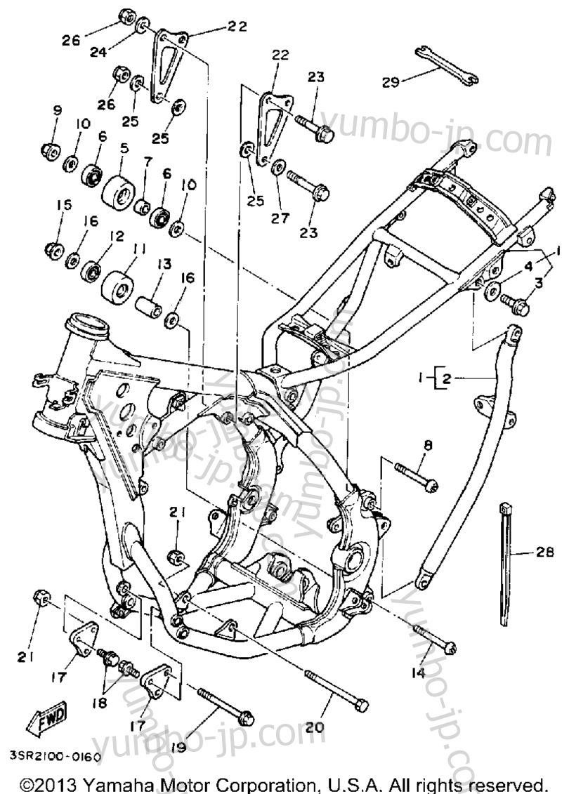 FRAME for motorcycles YAMAHA YZ125A 1990 year