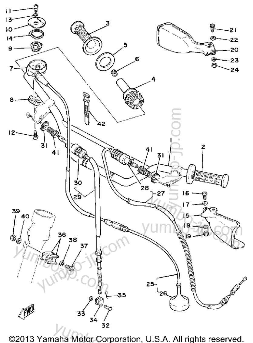 Handlebar - Cable for motorcycles YAMAHA IT250H 1981 year