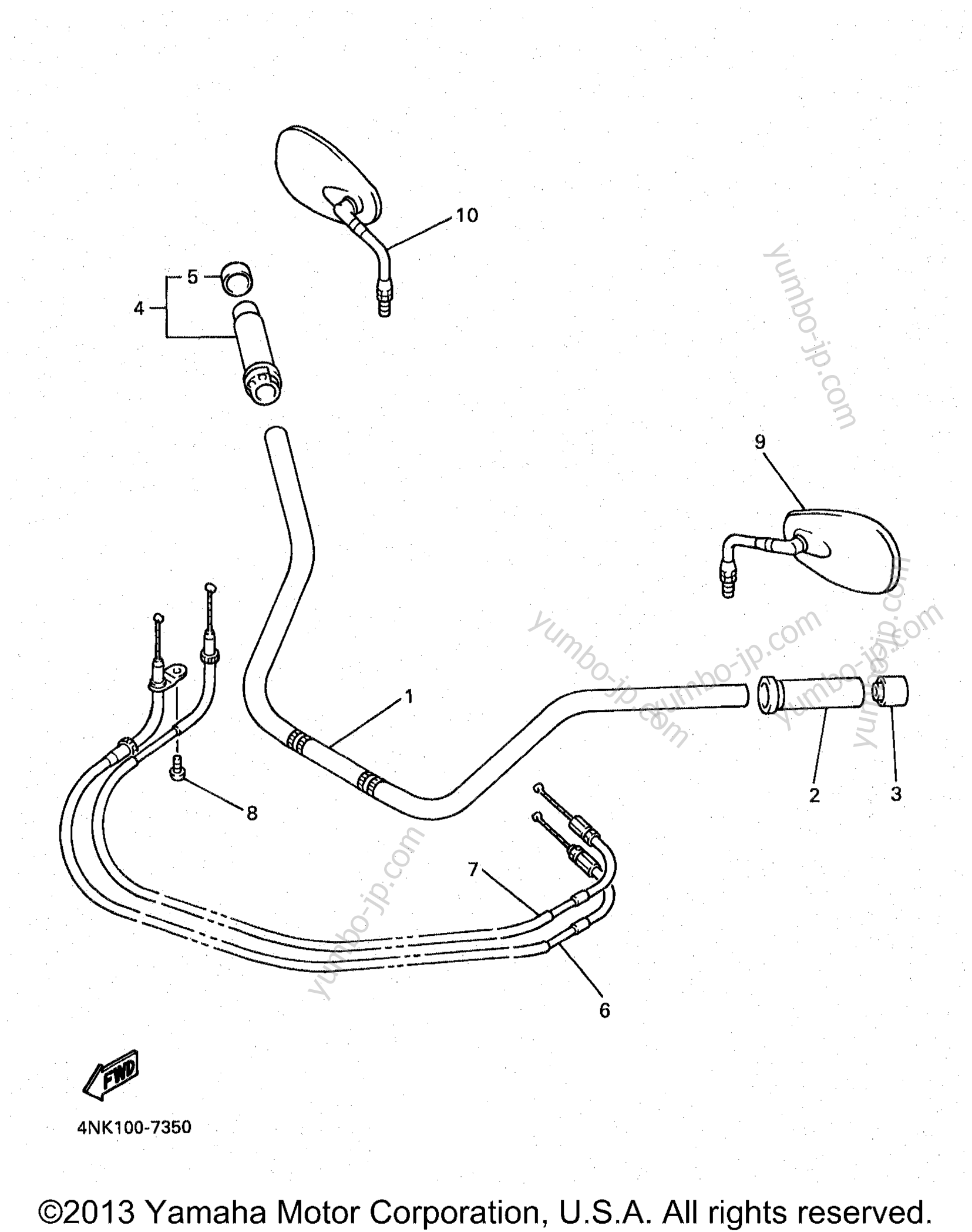 Steering Handle Cable для мотоциклов YAMAHA XVZ13AK 1998 г.