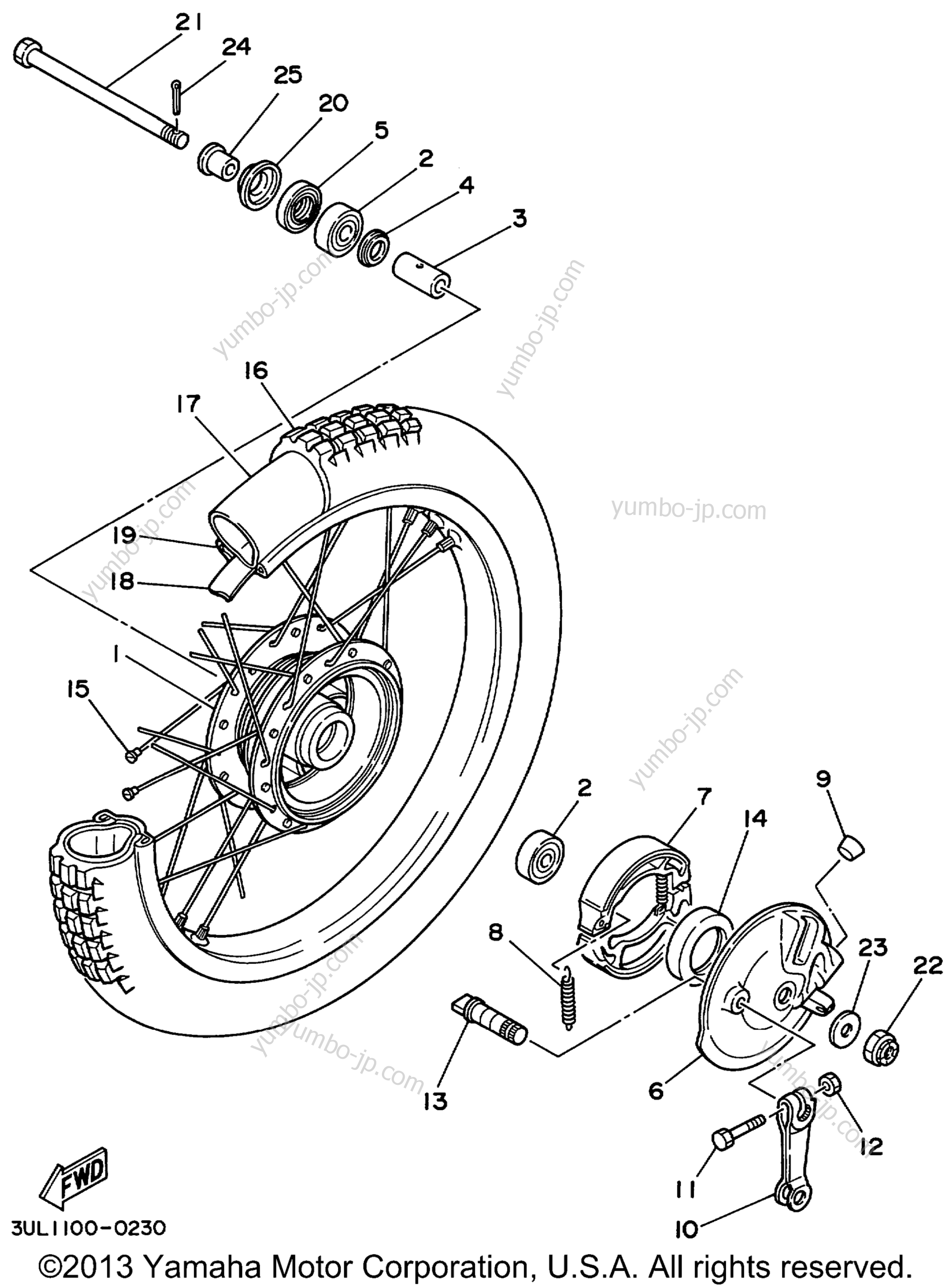 FRONT WHEEL for motorcycles YAMAHA RT100L 1999 year