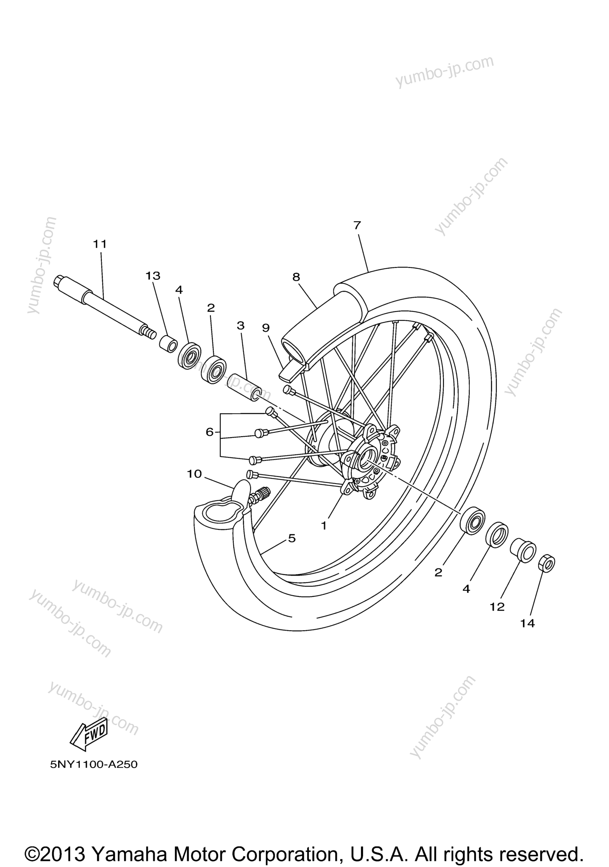 FRONT WHEEL for motorcycles YAMAHA YZ125 (YZ125R) 2003 year