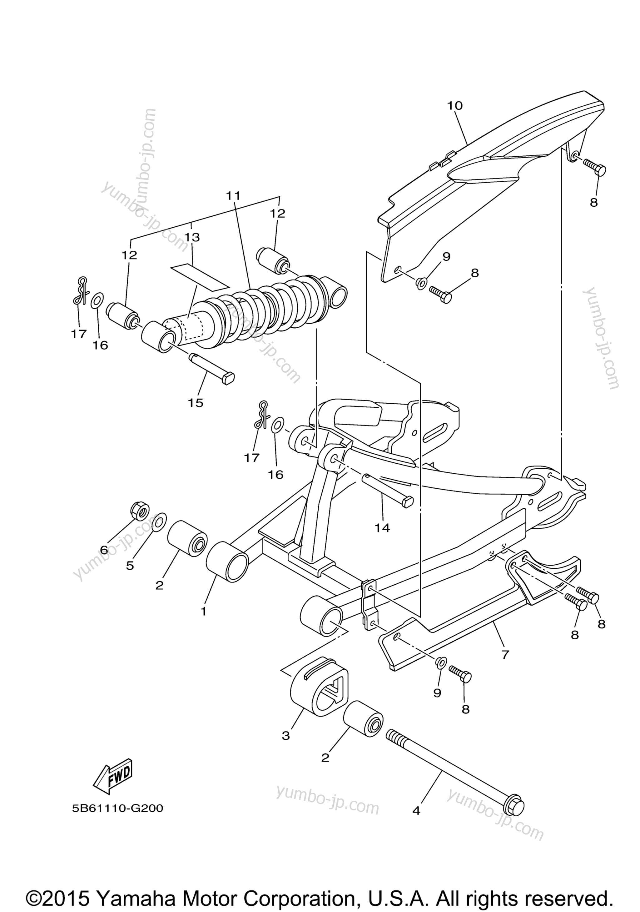 Rear Arm Suspension для мотоциклов YAMAHA TTR110E (TTR110EG) 2016 г.