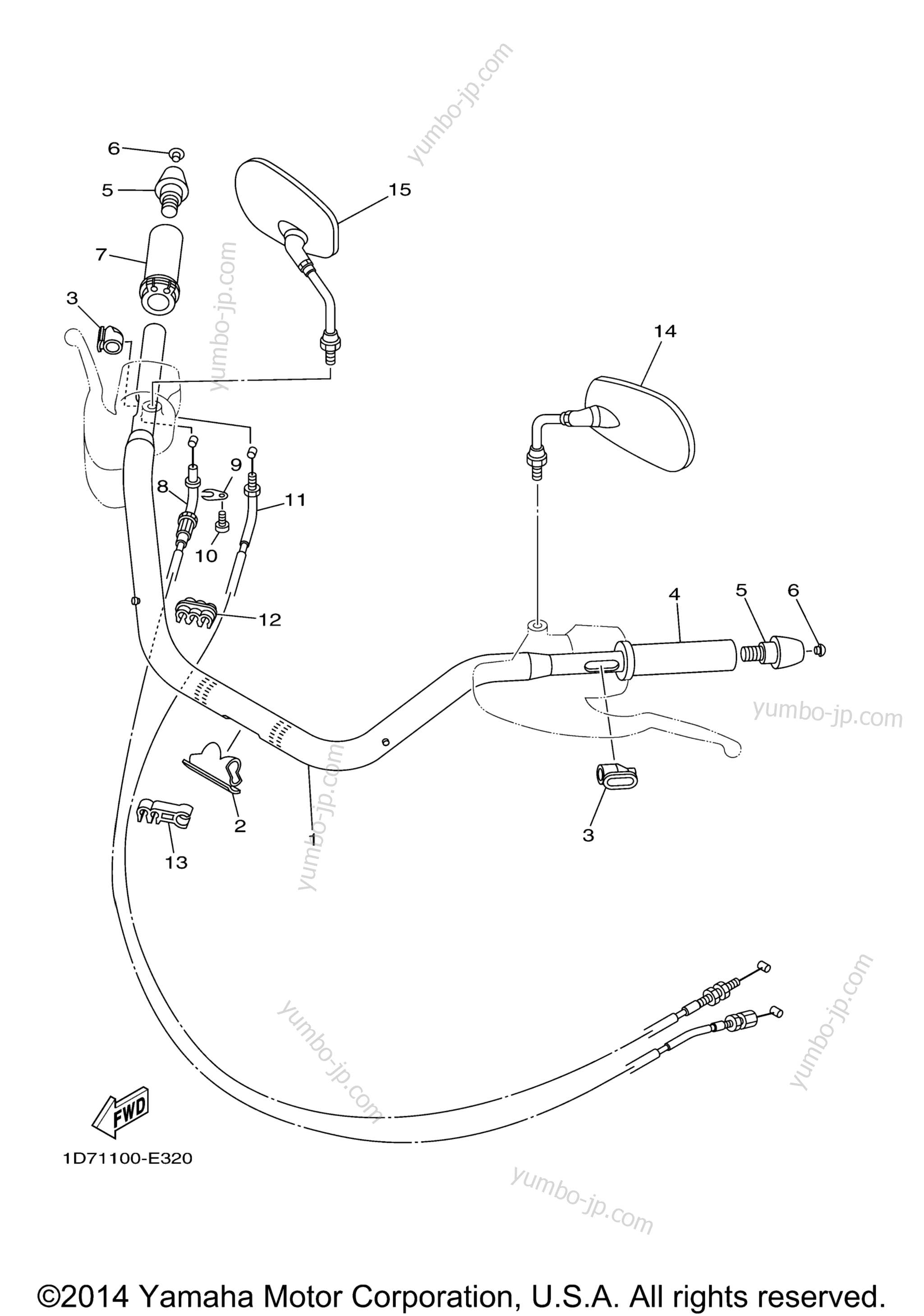 Steering Handle Cable для мотоциклов YAMAHA ROADLINER S (XV19SEL) 2014 г.
