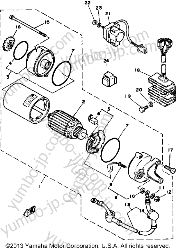 STARTING MOTOR для мотоциклов YAMAHA SR250G 1980 г.