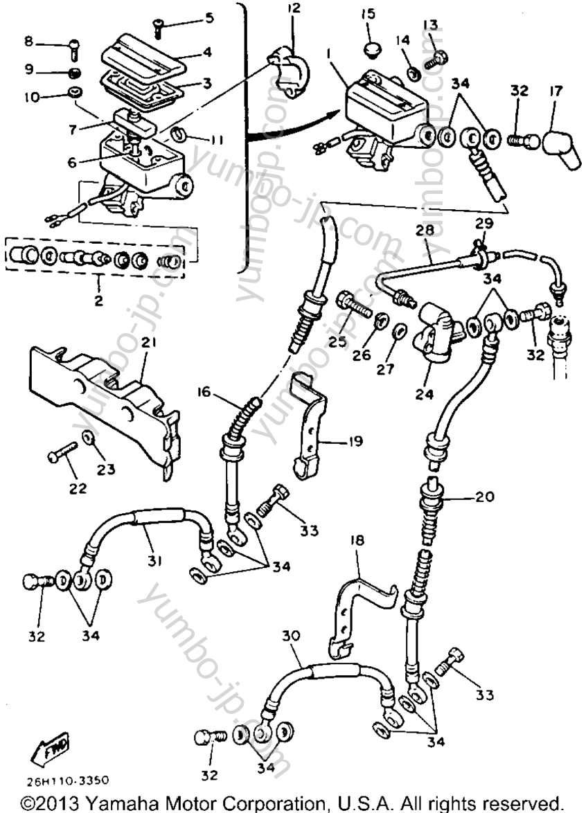 Front Master Cylinder 1 for motorcycles YAMAHA XVZ12TK 1983 year