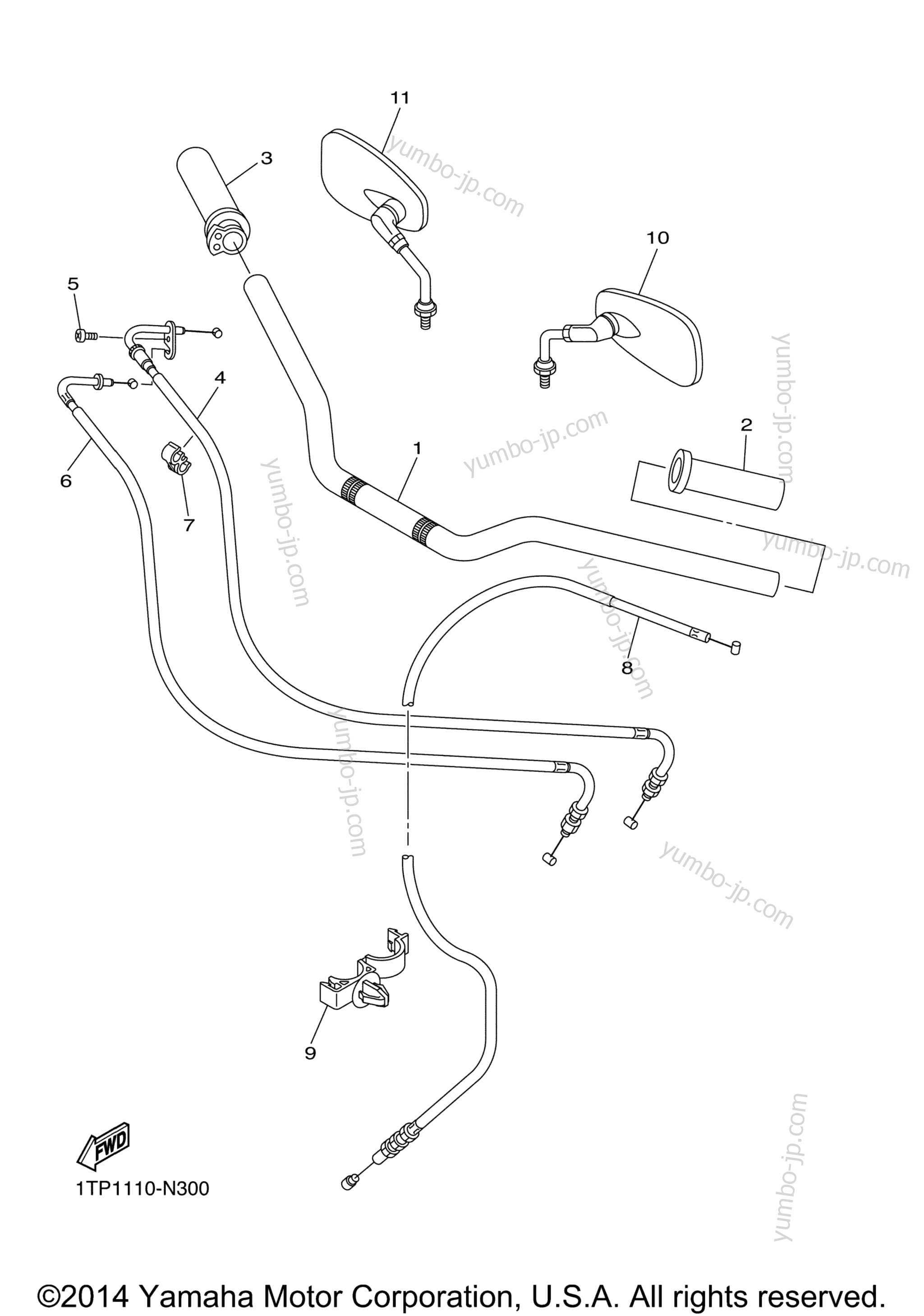 Steering Handle Cable для мотоциклов YAMAHA BOLT (XVS95CFL) 2015 г.