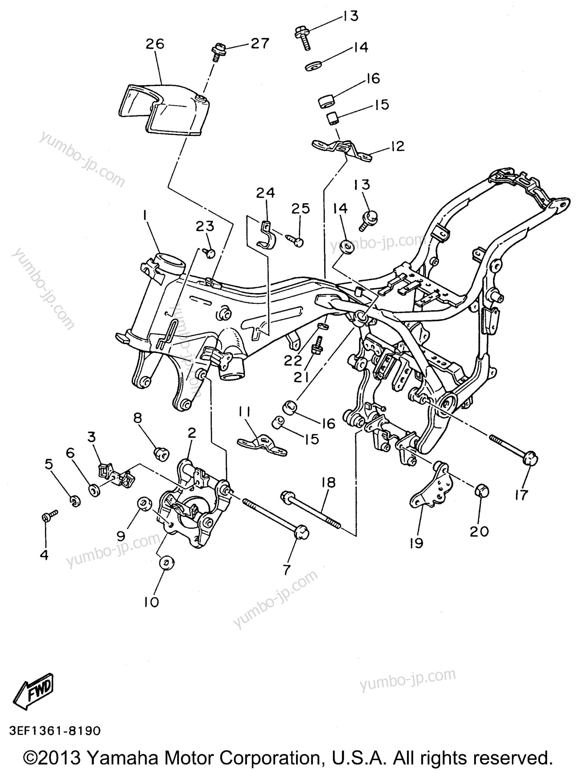 FRAME для мотоциклов YAMAHA VIRAGO 1100 (XV1100H) 1996 г.