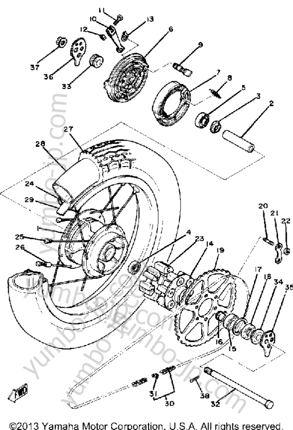 REAR WHEEL для мотоциклов YAMAHA SR250G 1980 г.