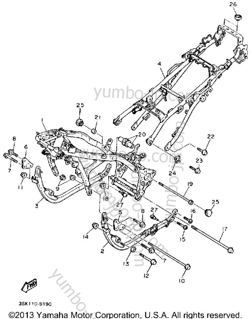 FRAME для мотоциклов YAMAHA FJ1200A 1990 г.