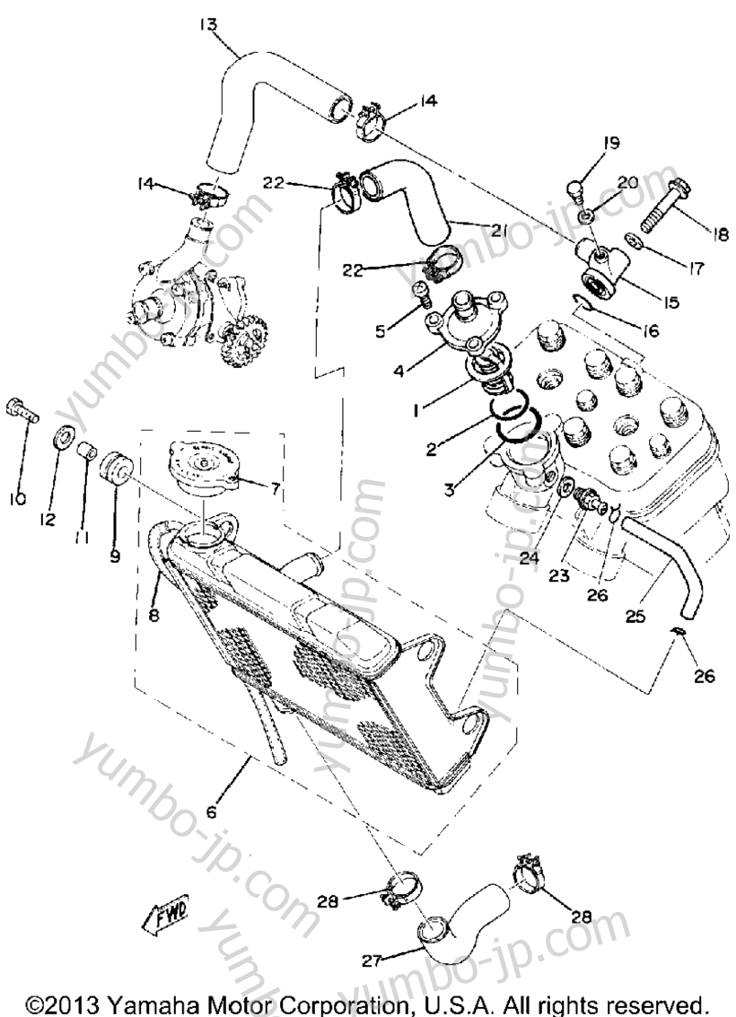 RADIATOR HOSE for motorcycles YAMAHA TZ250G 1980 year