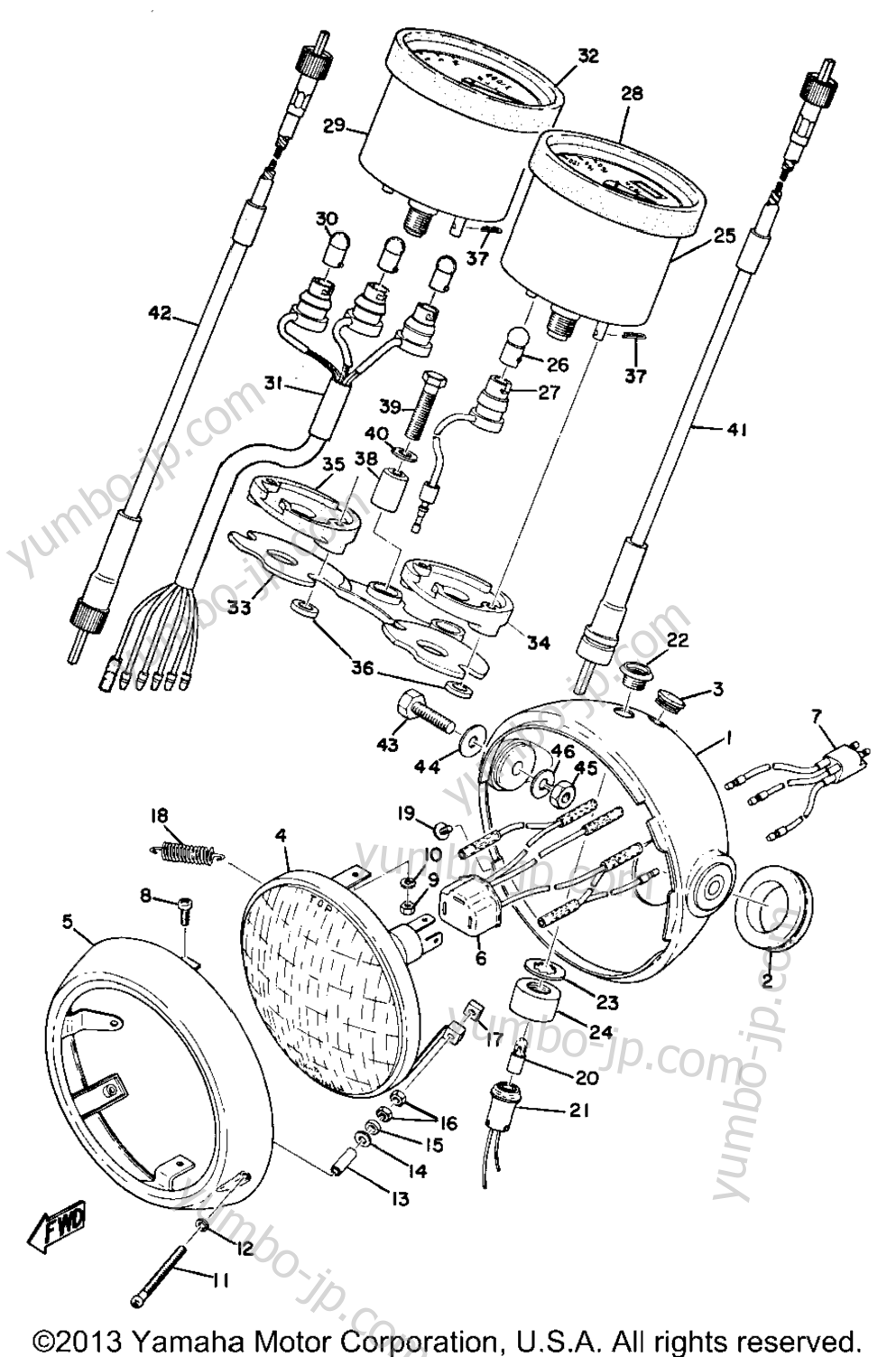 Head Lamp, Speedometer & Tachometer (Ct1c) for motorcycles YAMAHA CT1C CA 1971 year