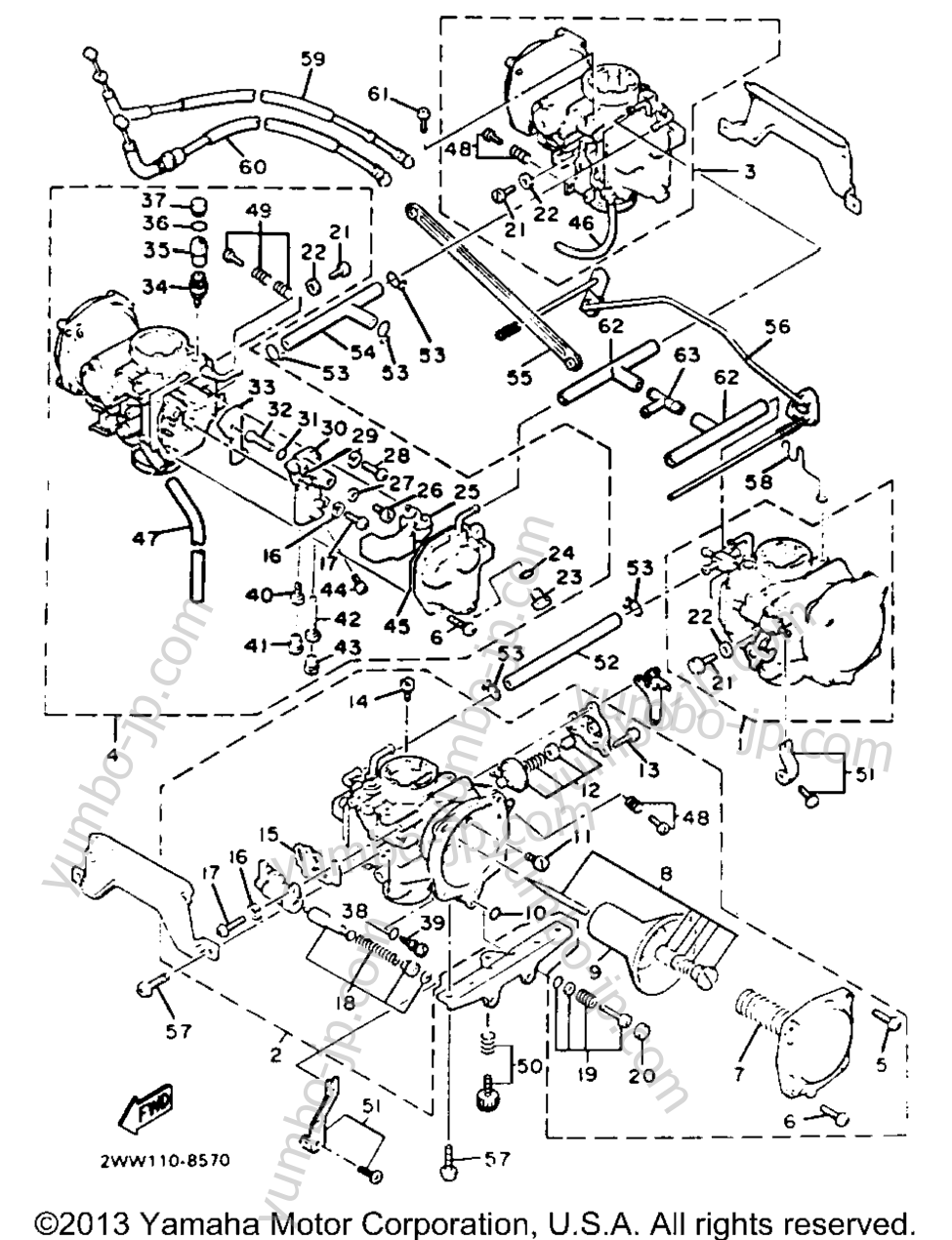 Carburetor California Model для мотоциклов YAMAHA VENTURE ROYAL (XVZ13DU) 1988 г.