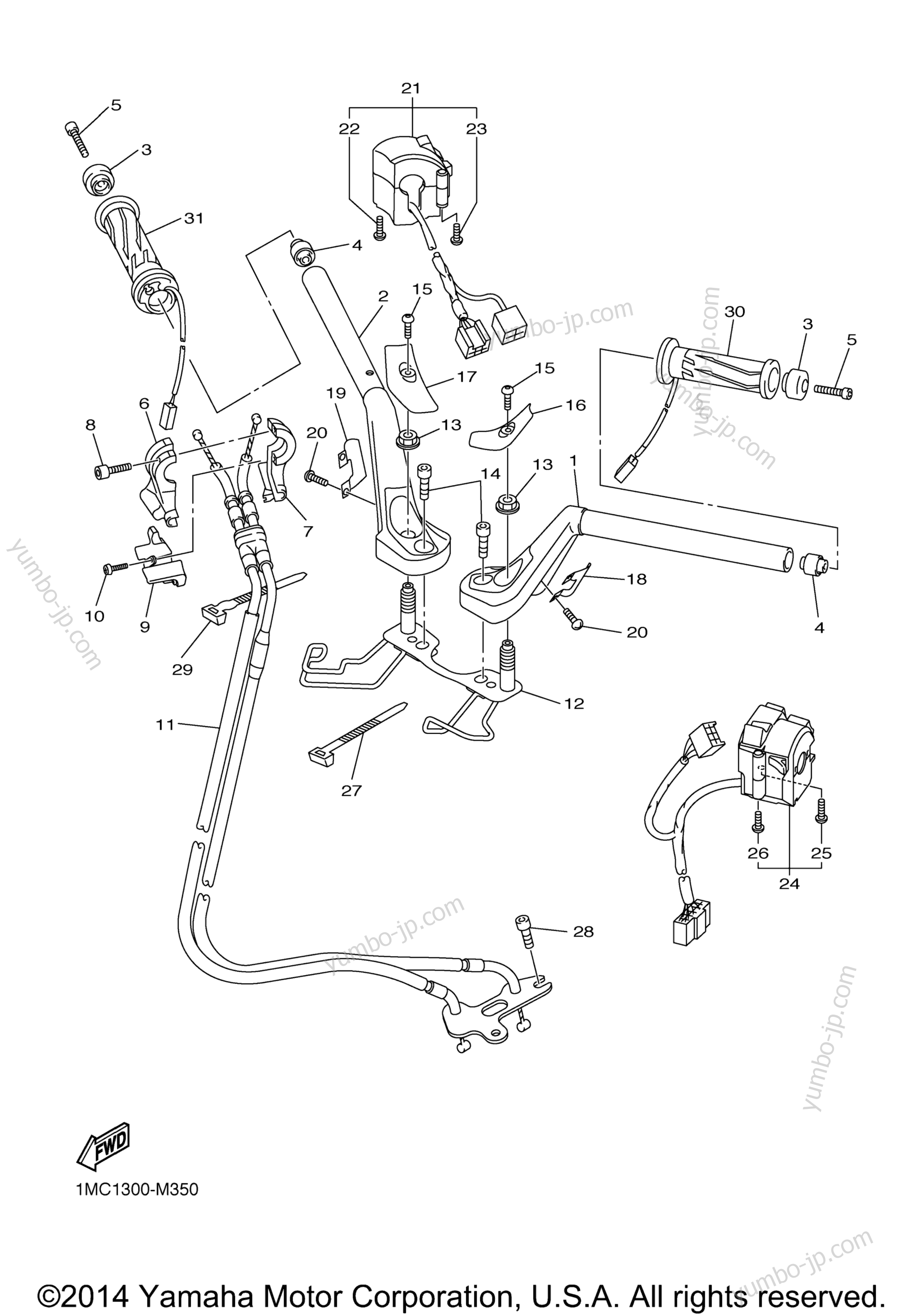 Steering Handle Cable для мотоциклов YAMAHA FJR1300A (FJR13AER) 2014 г.