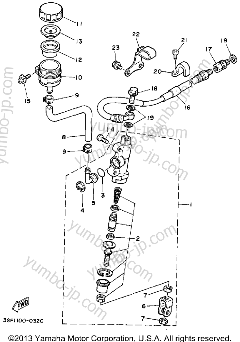 REAR MASTER CYLINDER for motorcycles YAMAHA YZ250A 1990 year