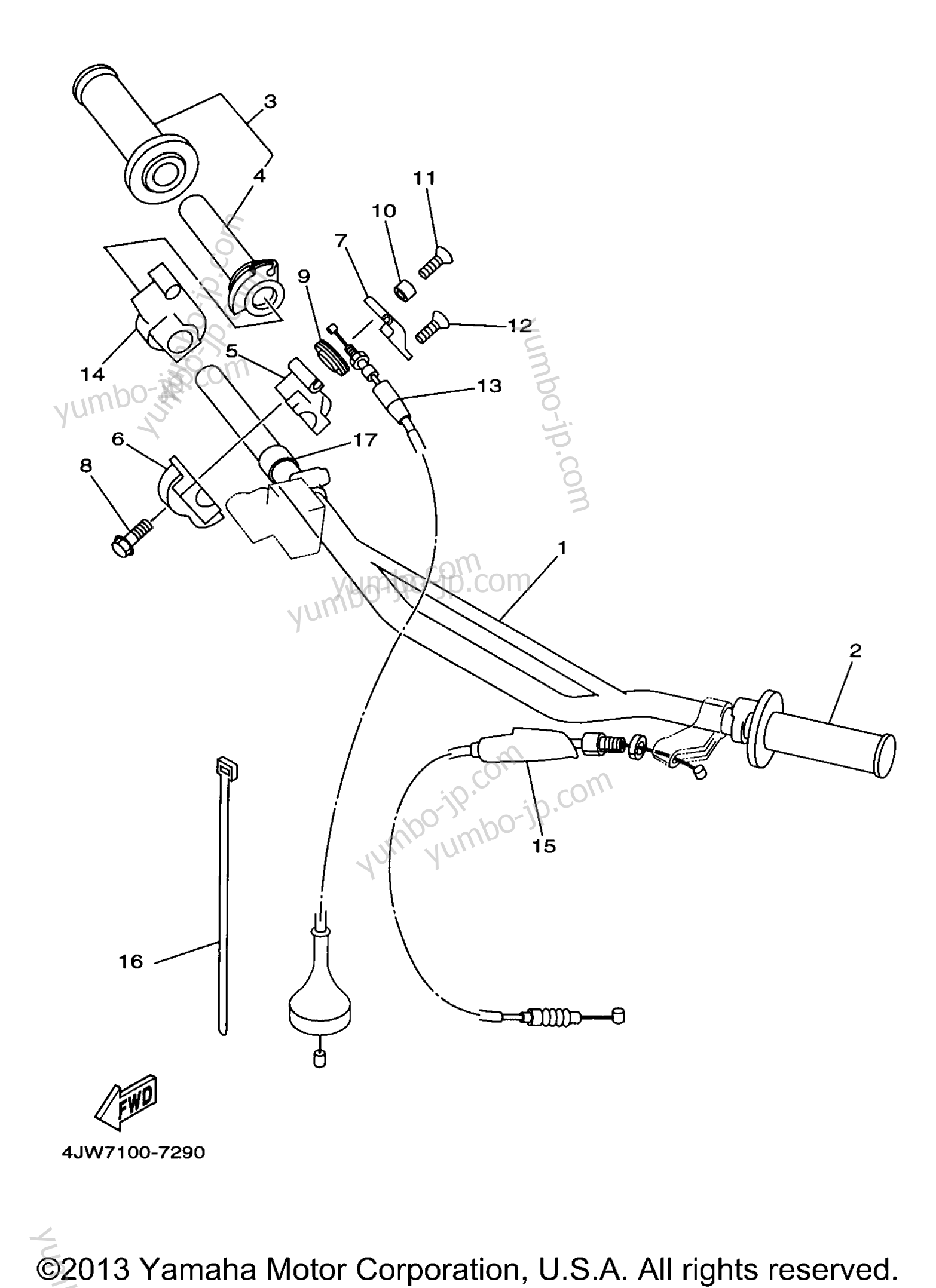 Steering Handle - Cable для мотоциклов YAMAHA WR250ZJ 1997 г.