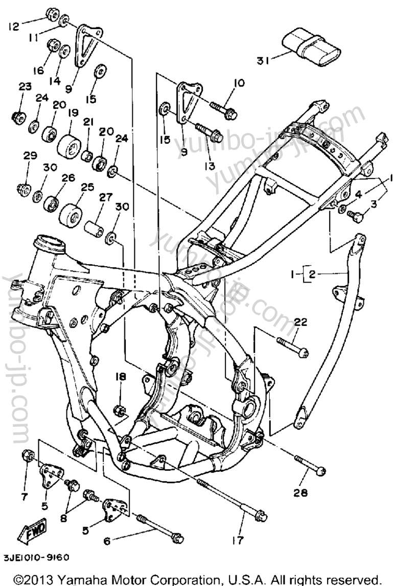 FRAME for motorcycles YAMAHA YZ250WRW 1989 year