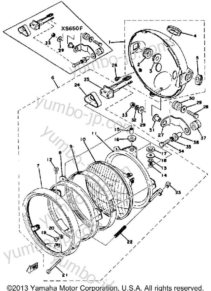 Headlight Xs650d - E - E006501~ - F for motorcycles YAMAHA XS650F 1979 year