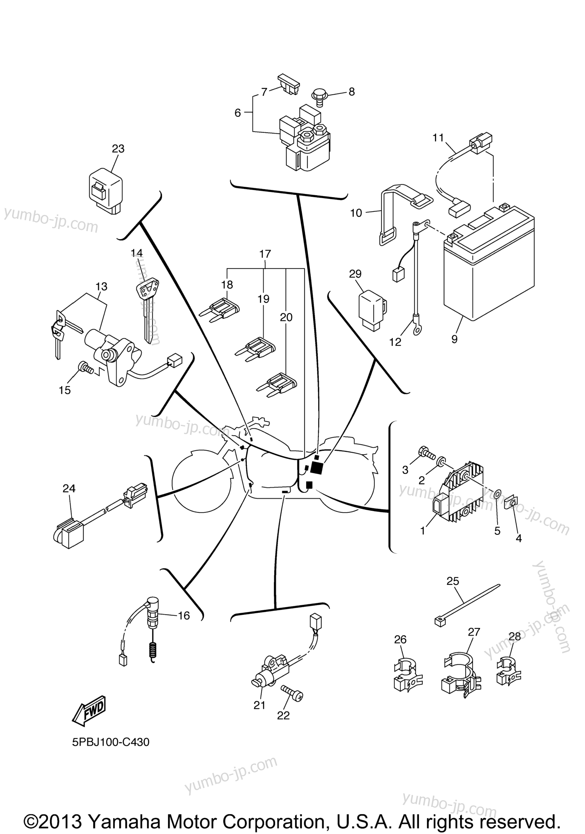 Electrical 2 для мотоциклов YAMAHA V STAR 1100 SILVERADO (XVS11ATSC) CA 2004 г.