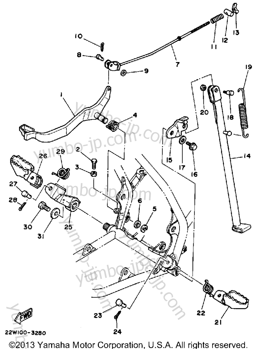 Stand-Footrest for motorcycles YAMAHA YZ80A 1990 year