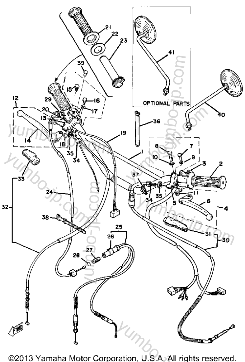 Handle Wire для мотоциклов YAMAHA DT250E 1978 г.
