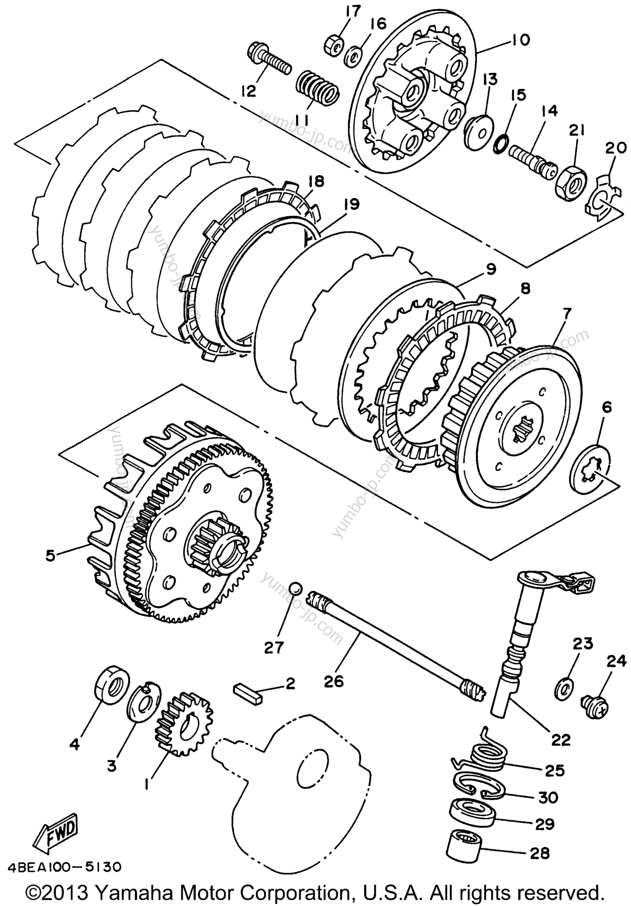 Устройство сцепления для мотоциклов YAMAHA SEROW (XT225H) 1996 г.
