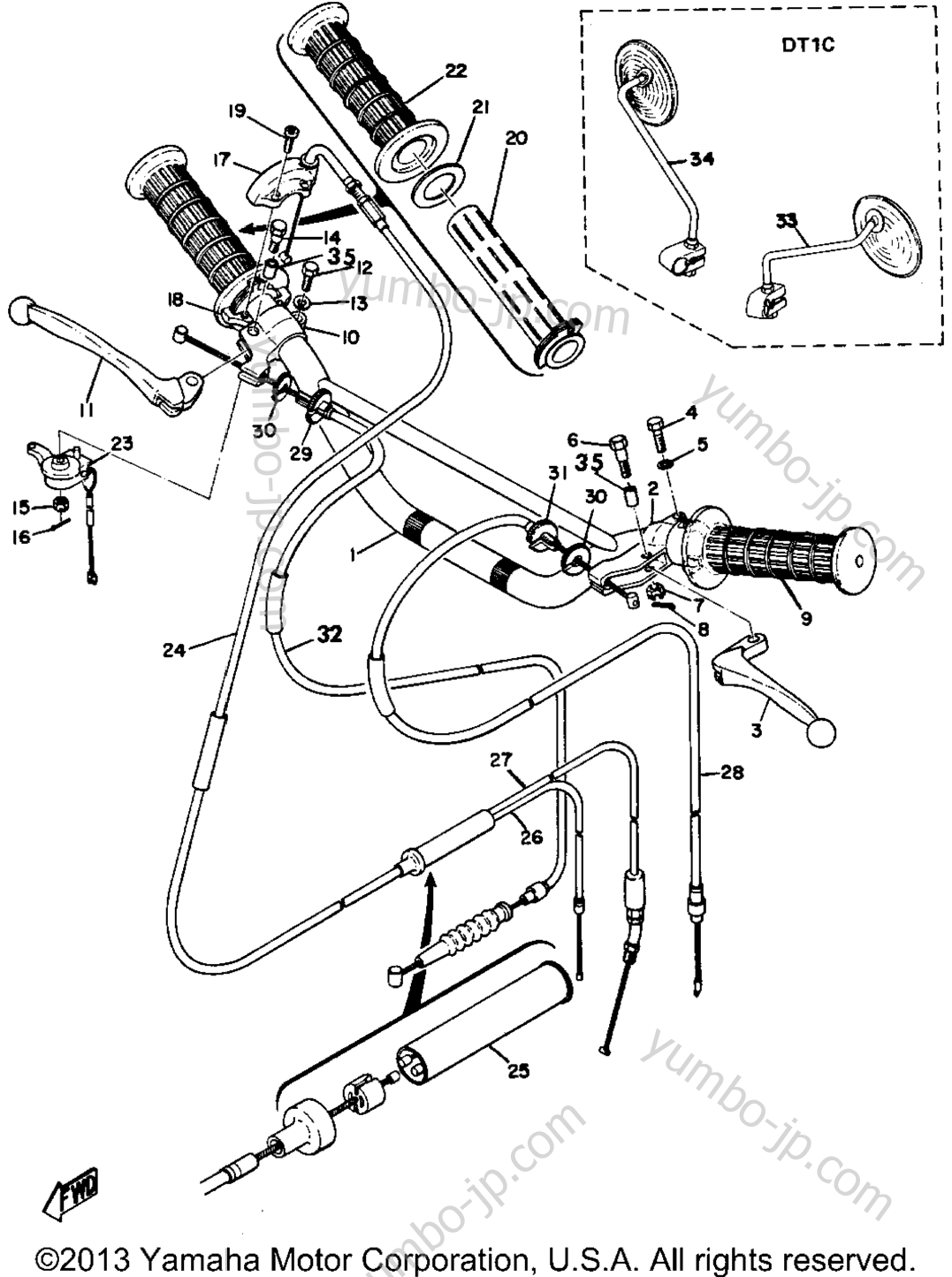 Handle & Wire для мотоциклов YAMAHA DT1CMX 1970 г.