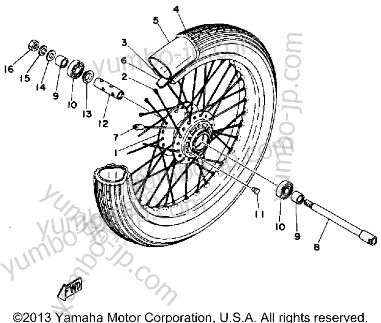 FRONT WHEEL for motorcycles YAMAHA TZ350C 1976 year