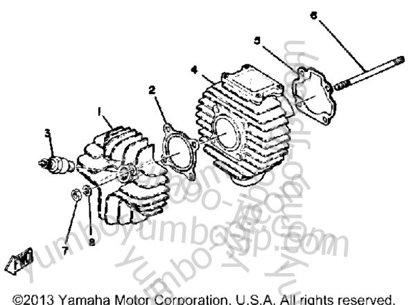 Cylinder Head - Cylinder Lb50pg - Ph - Pj для мотоциклов YAMAHA LB50PJ 1982 г.