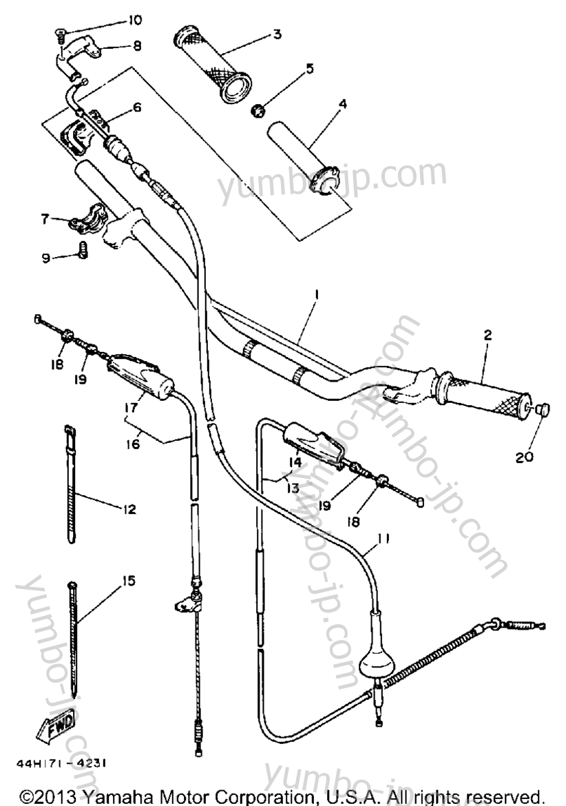 Handlebar - Cable для мотоциклов YAMAHA TRIALS (TY350S) 1986 г.