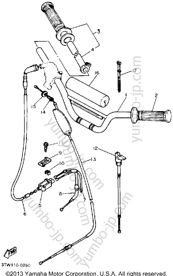 Handlebar - Cable for motorcycles YAMAHA BIG WHEEL (BW80A) 1990 year