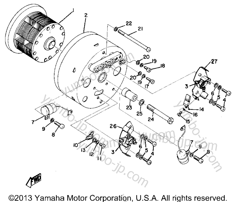 Magneto Generator for motorcycles YAMAHA AS2C 1969 year