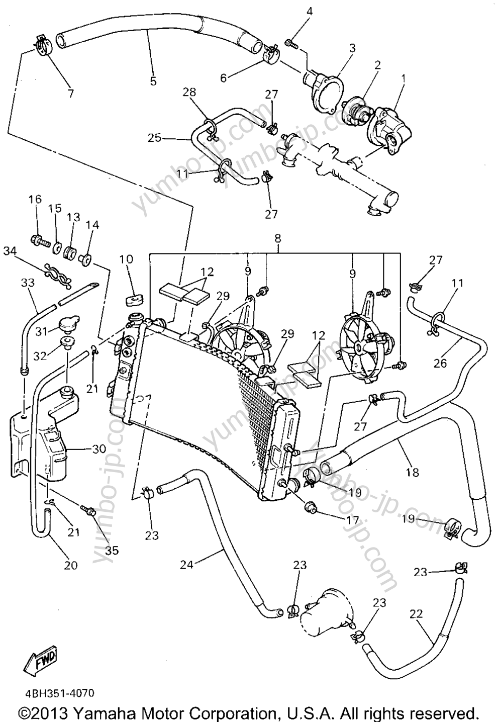 RADIATOR HOSE для мотоциклов YAMAHA GTS1000AFC CA 1994 г.