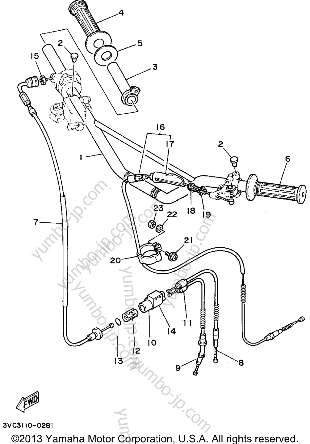 Steering Handle - Cable для мотоциклов YAMAHA RT180D 1992 г.